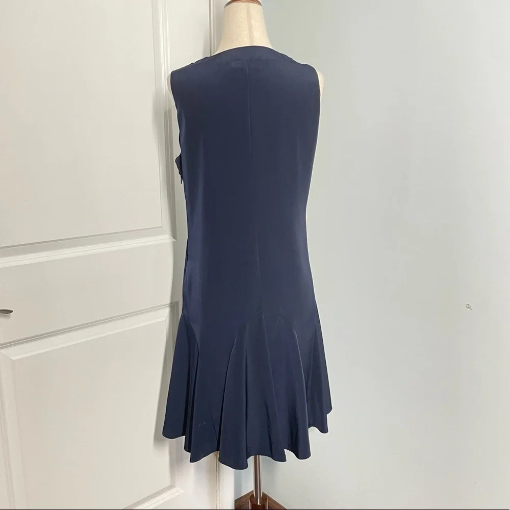 J. Crew Sleeveless V Neck Flounce Navy Dress XS - Picture 5 of 9